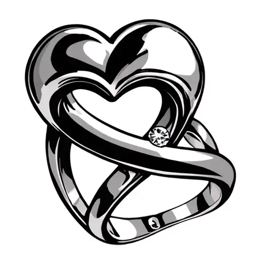 Heart -Shaped Compromise Ring Con Un Diamante