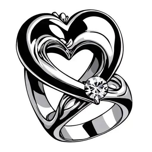 Wedding Ring -Shaped Heart With A Large Diamond Stone