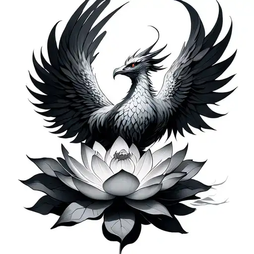 Phoenix Rising From Lotus