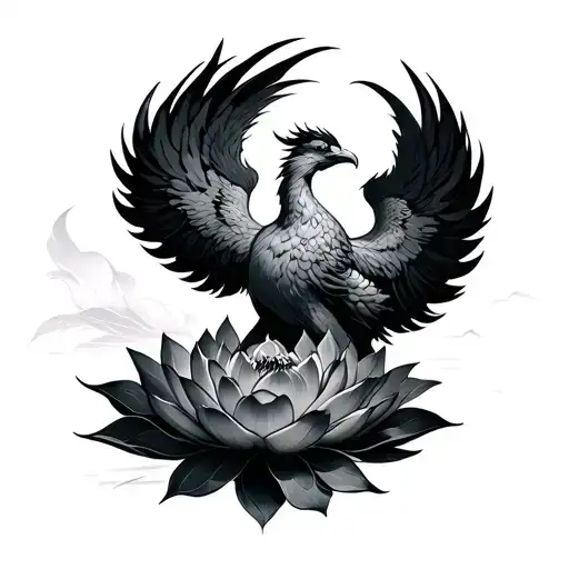 Phoenix Rising From Lotus