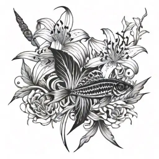 Spider Lily And Fish