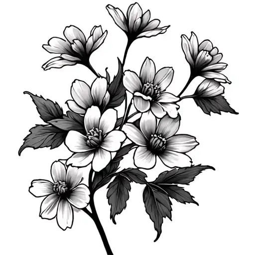 Dainty Flowers On One Stalk Bending Towards The Sun