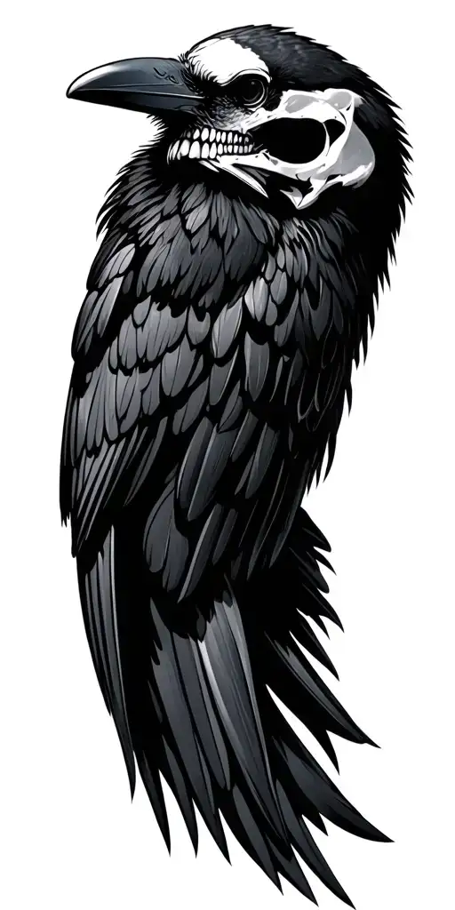 Black Crow Human Skull