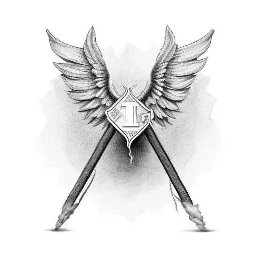 A Black And Grey Illustration Of A Dollar Bill On Fire With Wings