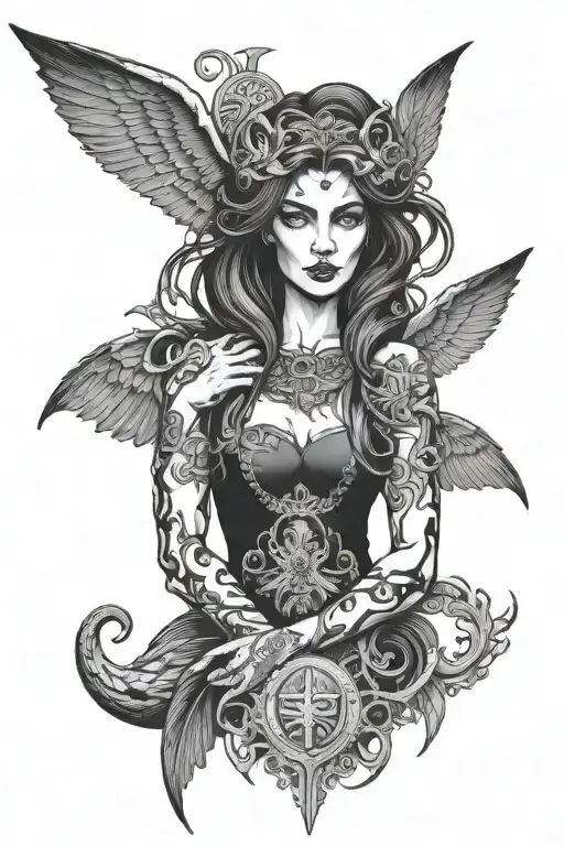 Dark Goddess Lilith With Power Surrounding Her Direct Stare