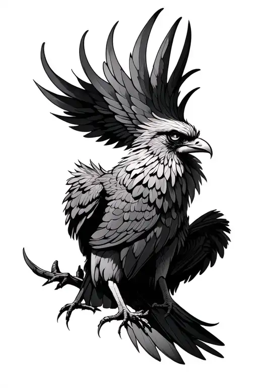 Phoenix Bird With No Wings Sitting