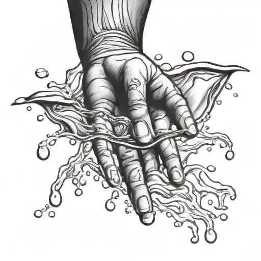 Hand Reaching Through Water