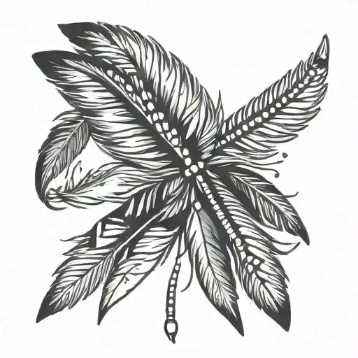 Simple Strand Native American Beaded Band With Feathers