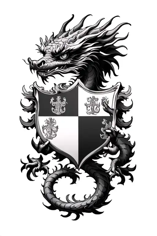 Chinese Dragon Grasping Portuguese Coat Of Arms