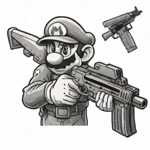 Mario With An Ak 47 Assault Rifle