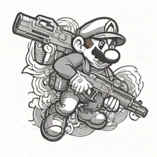Mario With An Ak 47 Rifle