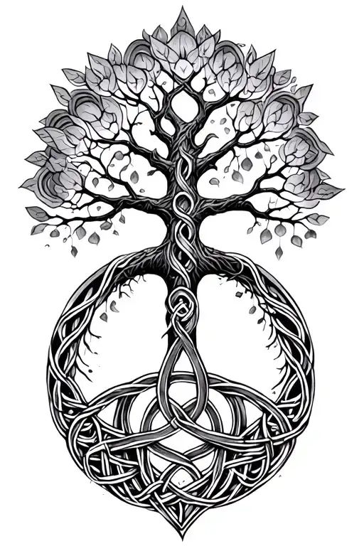 Small Celtic Tree Of Life With Trinity Knot Below