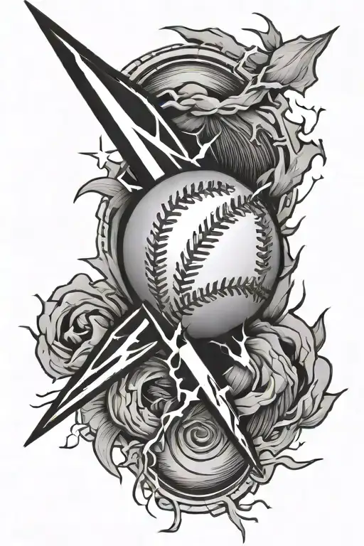 Baseball And Lightning Bolt Symbol