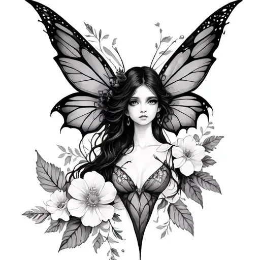Dark Fairy With Flowers