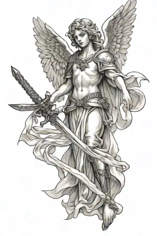 Guardian Angel With Wings And A Sword