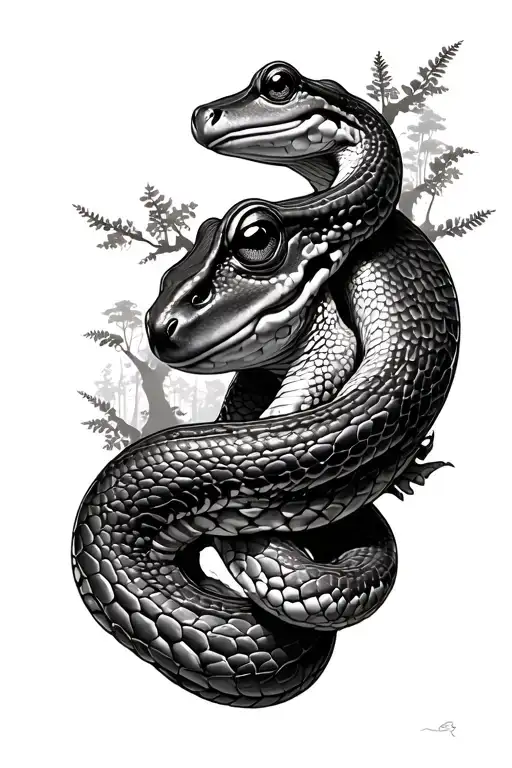 Snakes And Frogs Forest Trees Looking