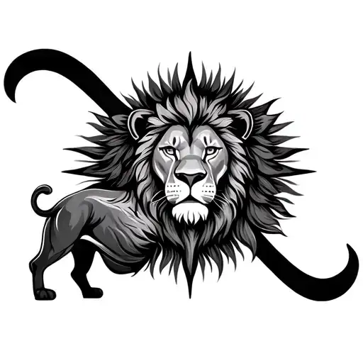 Ifinity Simbol With Inside Lion And The Sun Shining