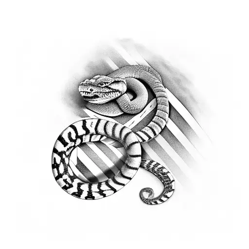 American Stripes And Rattle Snake Forearm Black And White