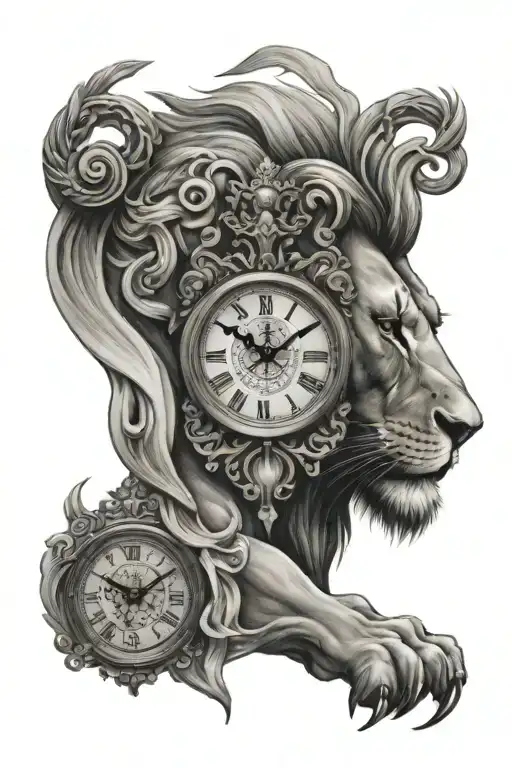 Lion And Clock Face