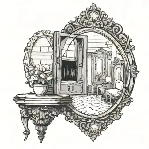 Need A Small Tattoo Of A Mirror With A Window And Door And A Lesbian In The Looking Into The Mirror