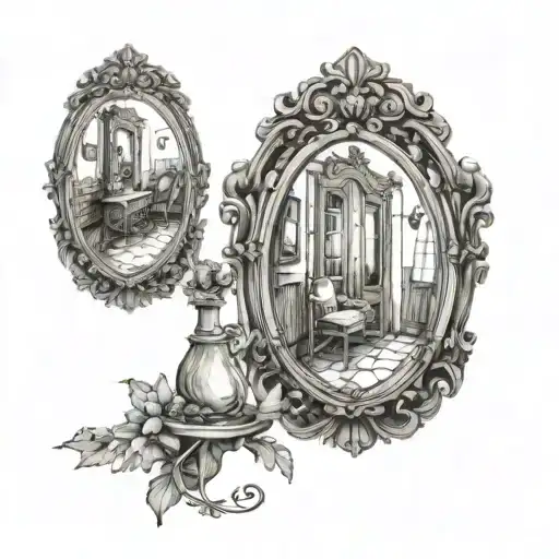 Need A Small Tattoo Of A Mirror With A Window And Door And A Lesbian In The Looking Into The Mirror