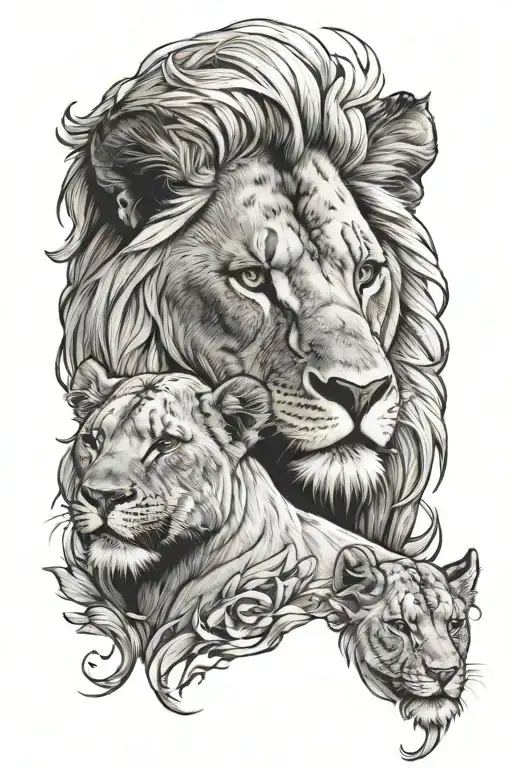 Lots Of Vanilla Under A Lioness Head With Lion Cubs Underneath