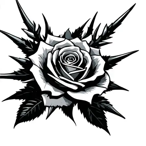 On The Chest Men's Rose With Stem And Spikes