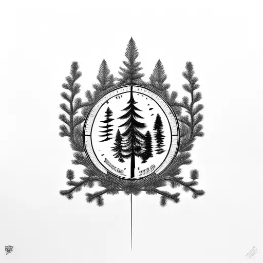 Pine Tree And Blue Birds