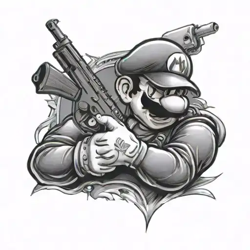 Mario Holding Ak47