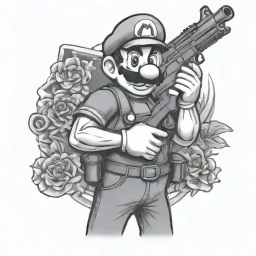 Mario Holding Ak47