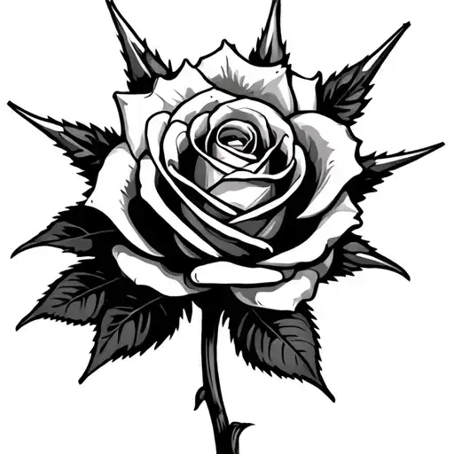 On The Chest Men's Rose With Stem And Spikes