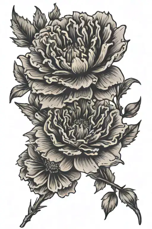 Carnation And Daisy Flower With Stem Wrapped