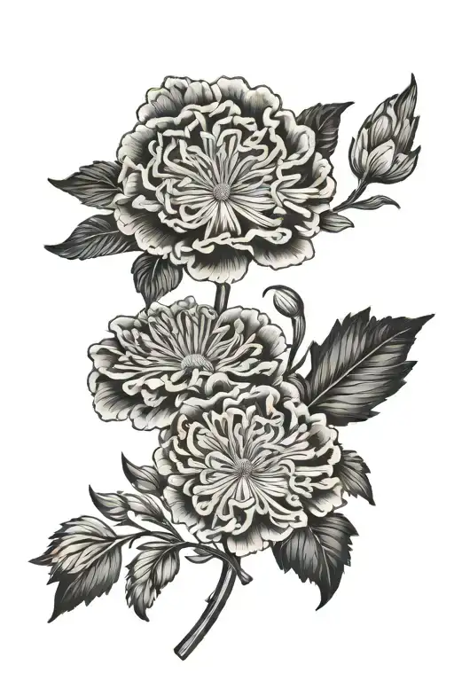 Carnation And Daisy Flower With Stem