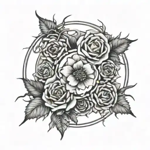 Thorns And Flowers In Circle