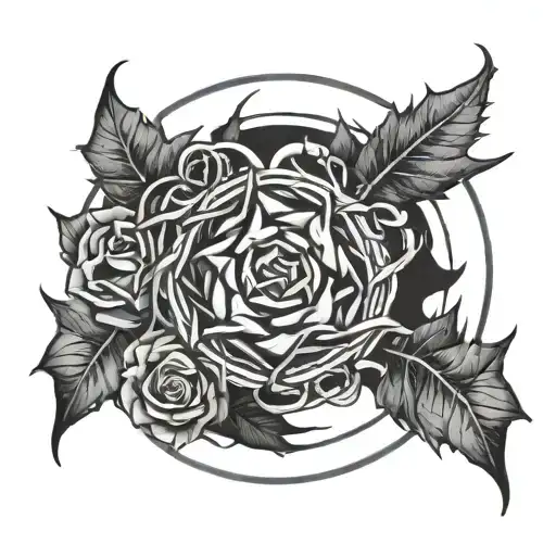 Thorns In Circle Tattoo Design