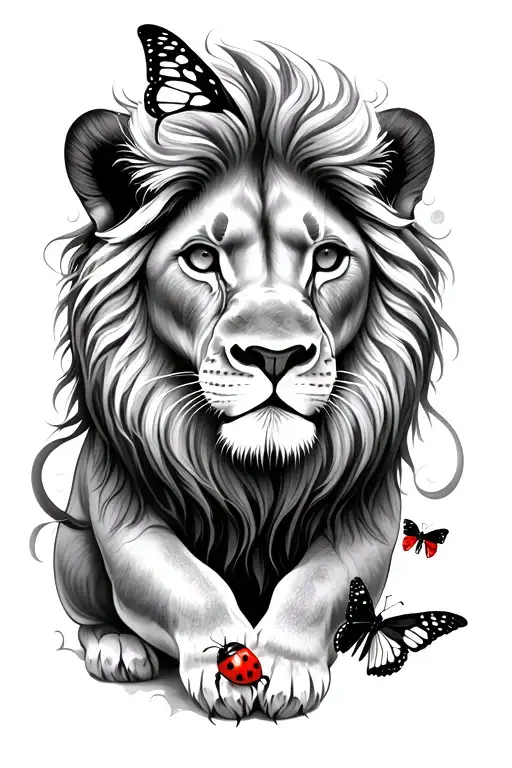 Lion And Butterfly And Ladybug