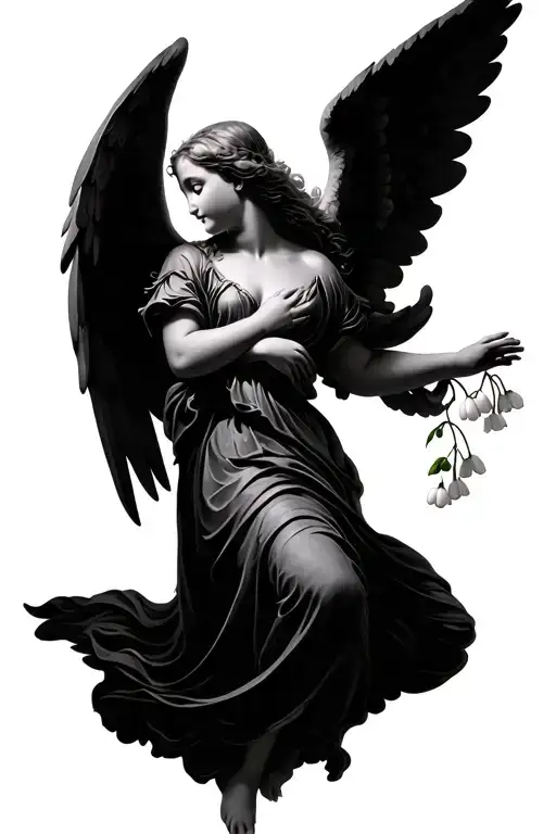 Angel Falling Down Toward Lily Of The Valley