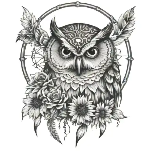 Owl Dreamcatcher Sunflowers