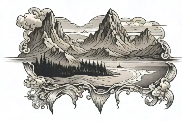 Beach And Mountains Panorama