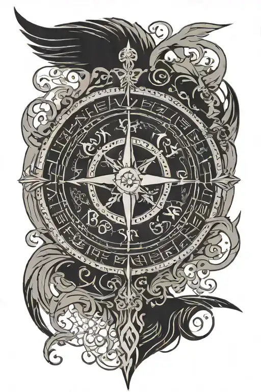 Viking Compass And Rune Symbolizing Strength