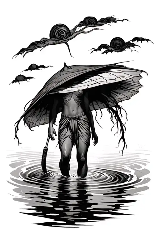 Wading In Deep Water Without A Person