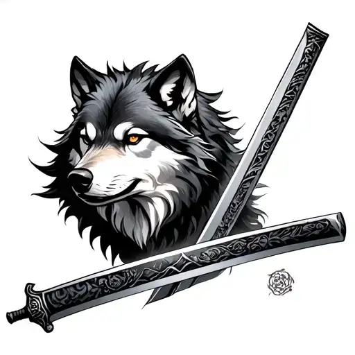 Wolf And Katana Sword