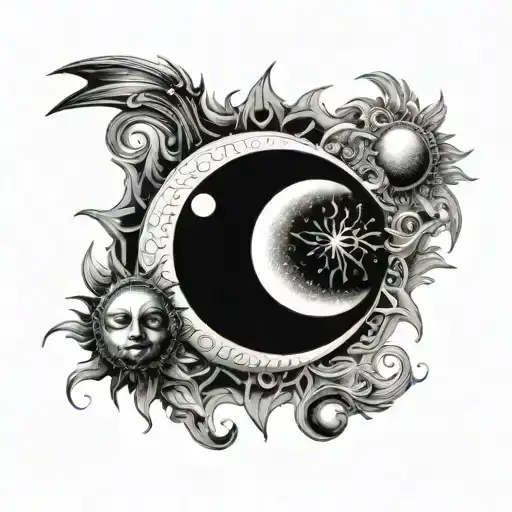 Sun And Moon Merging Together