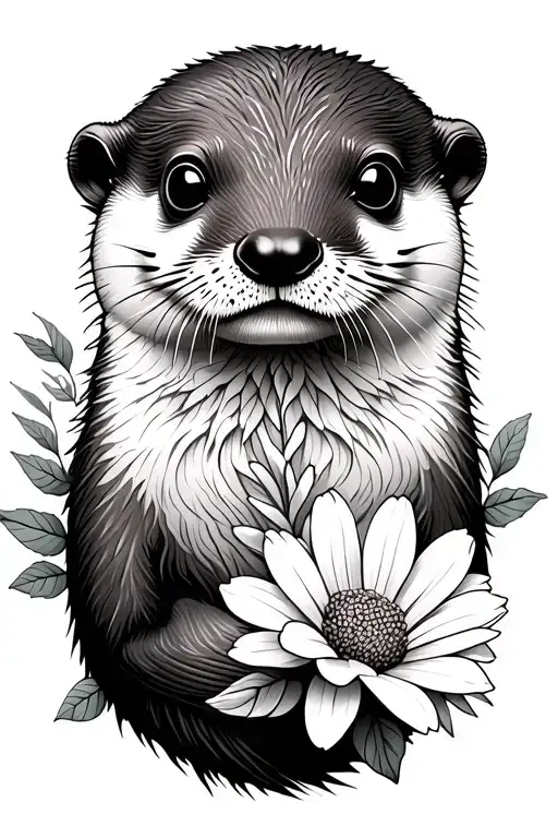 Otter With Flowers