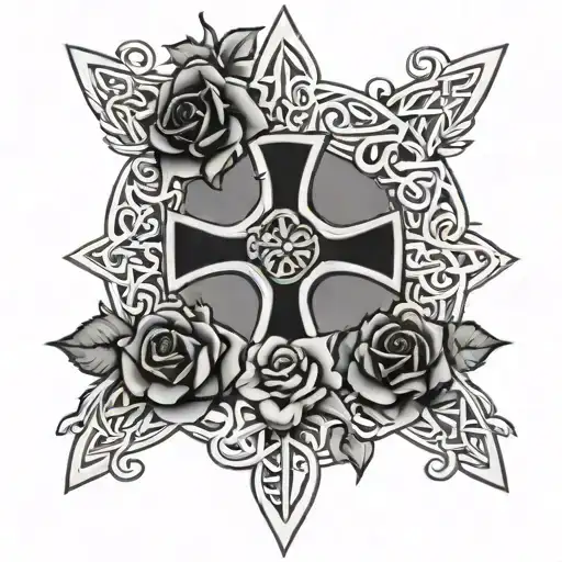 Celtic Cross And Roses