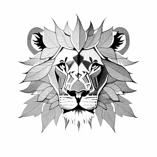Lion Made Of Leaves