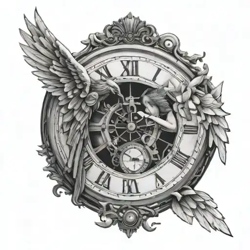 Broken Clock Held Up By Angel With Broken Wings