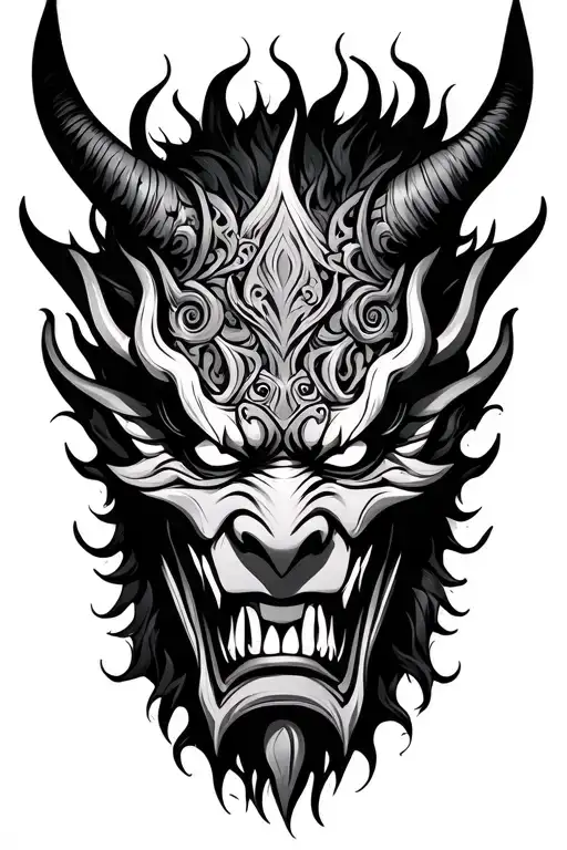 Oni Demon Mask Surrounded
