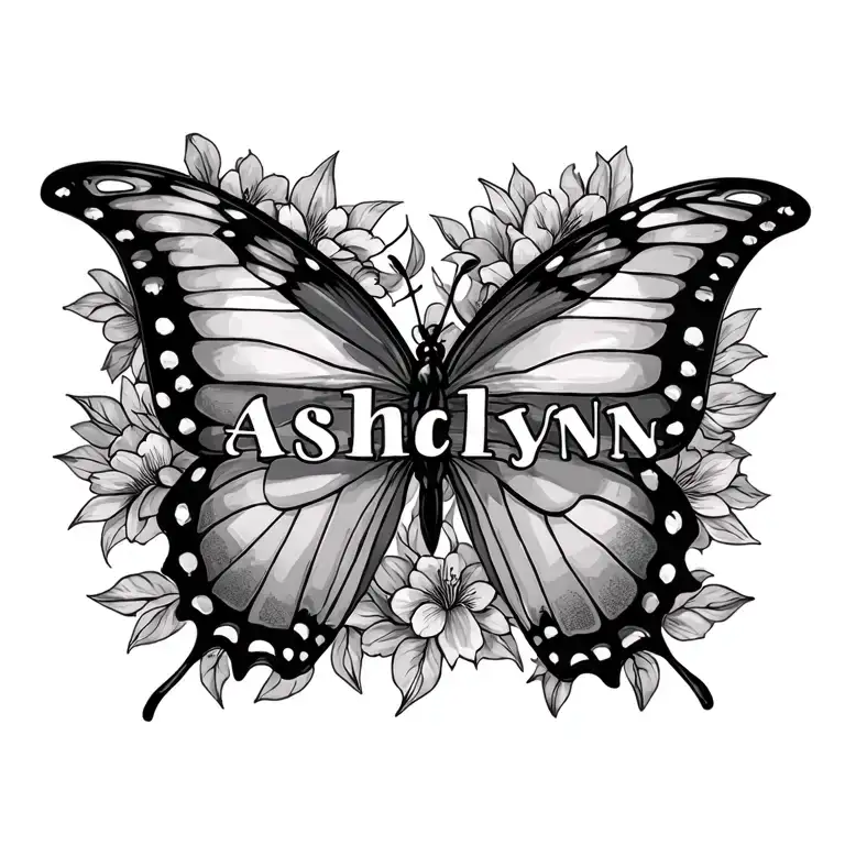Ashlyn Name Tattoo With Butterfly