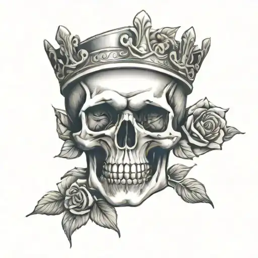 Skull Woth Male Crown And Roses